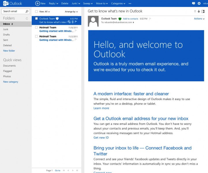 Hotmail ya ha sido cerrado, Outlook.com se dispara a 400 millones de cuentas